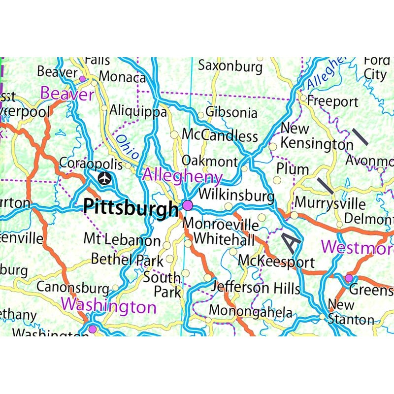 Tiger Moon Pennsylvania State Map - 22.5 x 14.4 Inches,