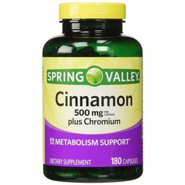 Spring Valley - Cinnamon 500mg Plus Chrome Twin Pack 180 Capsules 2 bottles, 1 pack, 180 / Spring Valley - 시나몬 500mg 플러스 크롬 트윈 팩 180캡슐 2병, 1개, 180