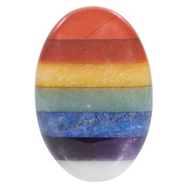 KYEYGWO 7 Chakra Stone Reiki Healing Crystal Palm Stone Oval Worry Stone Pockets Thumb Stone Worry Stone Pocket Stones Massage Stones for Meditation, Stress Relief