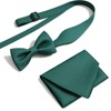 Scinzene Men's Green Bow Tie with Pocket Square Set -