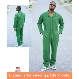 Know Me SEWING PATTERN Men Clothes Long Jumpsuit Boilersuit Utility Cargo Suit Plus 2012 - Men 44-46-48-50-52