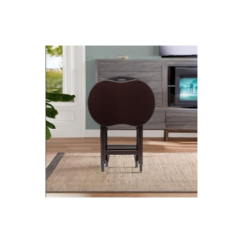 Casafoyer Wood Dylan 5-Piece Oversize Snack Table Set (Solid Wood