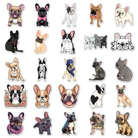50 Pcs French Bulldog Stickers for Water Bottle Waterproof Sticker for Laptop Skateboard Phone Car Decals for Teens Adults for Party Favors Supplies Decor (French Bulldog Stickers)