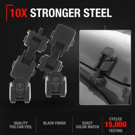 Hood Latch Replacement Set, Driver and Passenger Side - Compatible with 1997-2006 Jeep Wrangler (Full Door Type) - Metal Hood Lock Catch Kit - OEM 55176428AC, 55176427AD, 68038118AA, 42422