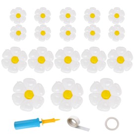 18 Pcs Daisy Balloons, Huge Large White Flower Foil Mylar Balloons Weddings, Manual Pump Inflatorand, Boho Daisy Birthday Party Decorations (Style A)