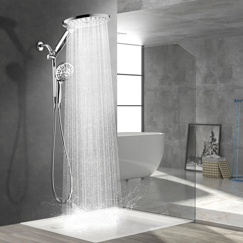 HOWUWEY Modern Dual Shower Head with Handheld Spray, 7.5" Rainfall