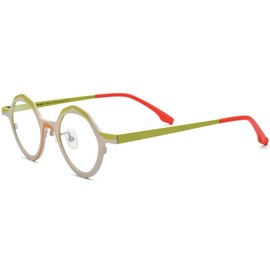 FONEX Colorful Pure Titanium Glasses Frame Women Retro Round Eyeglasses (F85803_White, Clear)