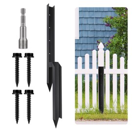 Fence Post Repair Kit, Sturdy Reliable Fence Post Repair Stakes Black Heavy Duty Steel Fence Post Anchor Repair for Repairing Tilted Broken Wooden Fence Post