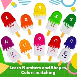 Ice Cream Toy Set - Number & Shape Sorting Stacking Bucket for Toddlers - Educational Counting Color Recognition - Montessori Math Learning Toys for Kids Ages 3+Year Old
