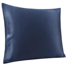 PiccoCasa Silk Pillowcase 19 Momme Silk Pillowcase Made of 100% Pure Mulberry Silk Cushion Cover with Envelope Closure Hair and Skin Care Silk Cover, 1 Piece Navy Blue 80 x 80 cm