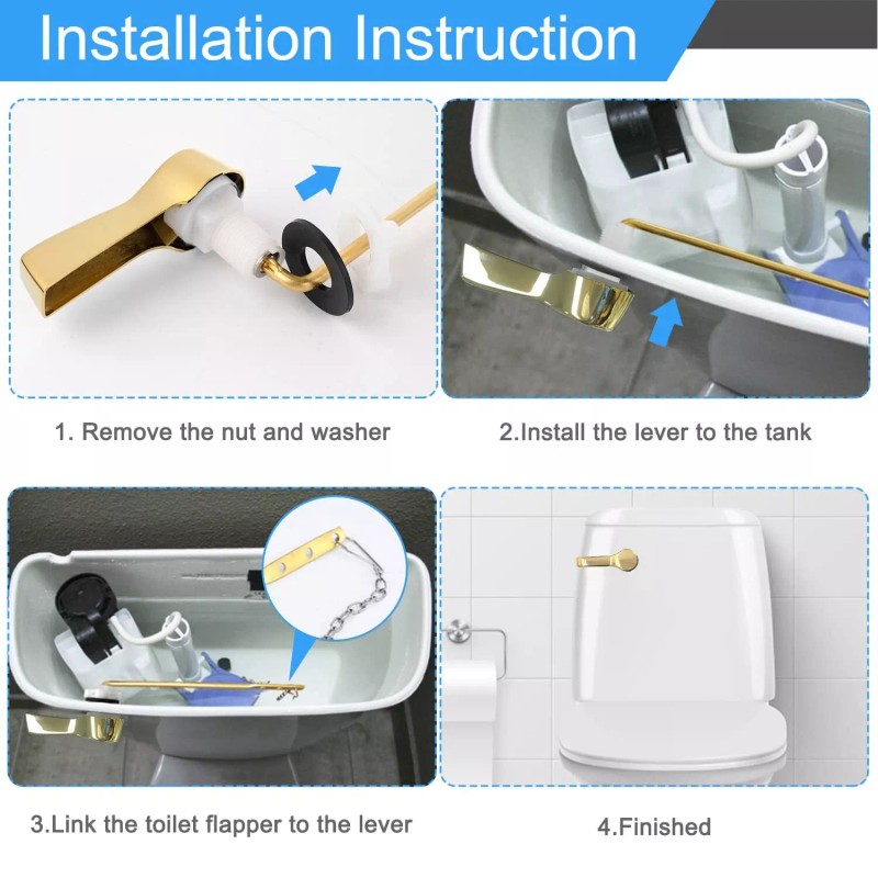 Hibbent Toilet Tank Flush Lever Replacement, Universal Front Mount Handle