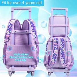 gxtvo Rolling Backpack for Girls Boys, Kids Roller Wheels School Bookbag with Lunch Bag, Wheeled School Bag for Children