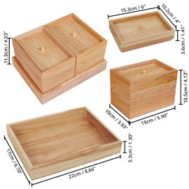 BELLE VOUS Wooden Jewellery Box with 5 Compartments - 22 x 17 x 11.5 cm - Storage & Sorting Box Wooden Jewellery Box for Women - Jewellery Box Earrings, Necklaces, Bracelets & Ring Box