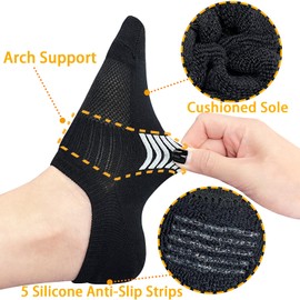 No Show Socks Womens Ankle Socks Cushioned Low Cut Athletic Socks Running Socks Workout Socks 3 Pairs (Black+White+Nude,M)