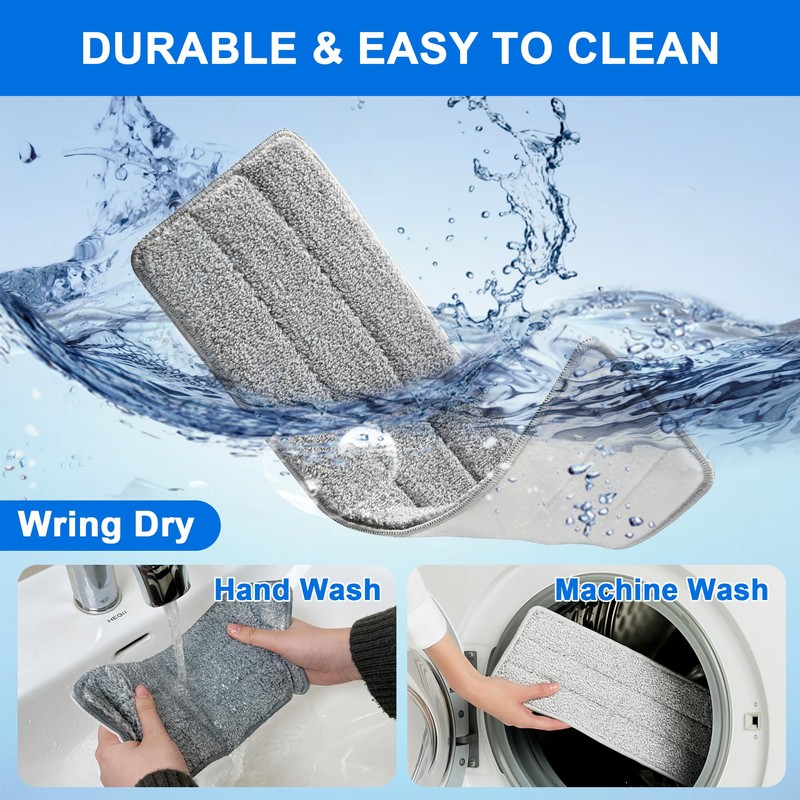 JOYMOOP Mop Replacement Pads, Reusable Microfiber Mop Pads for 13-inch