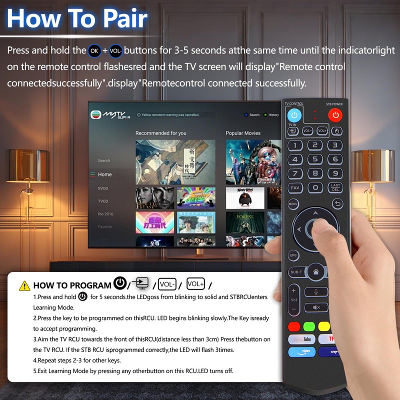New Backlight V5 Pro Voice Remote Control, Compatible with vSeeBox