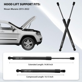 Lazmllcan Qty(2) Front Hood Lift Supports Gas Shocks Springs Struts Fits for Nissan Murano 2015 2016 2017 2018 2019 2020 2021 2022 Replaces 654705AA0A SG325034