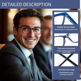 Henotin 4 Pack Ladies Reading Glasses Blue Light Blocking Spring Hinge Readers Anti Eyestrain Computer Eyeglasses (Multicolor-5, 1.5)