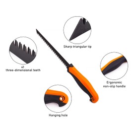 Mivos Plasterboard Saw with 150 mm Spring Steel Blade, Multifunctional Drywall Saw with 2-Component Handle, Hand Jigsaw with 7 Teeth per Inch, Hardness: 47-49