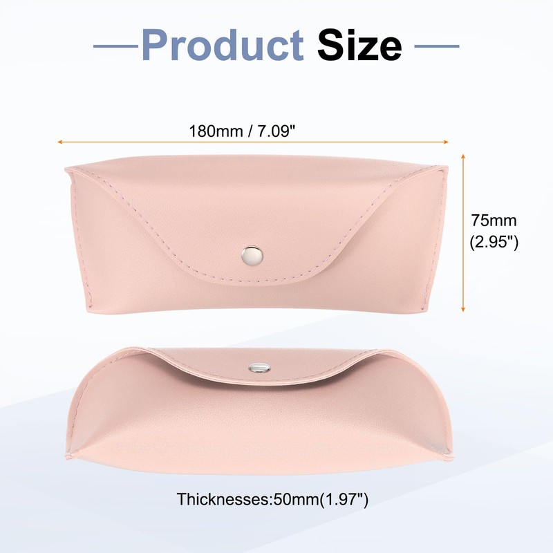 HARFINGTON 2pcs Eyeglass Case 7.1" x 3" PU Leather Glasses