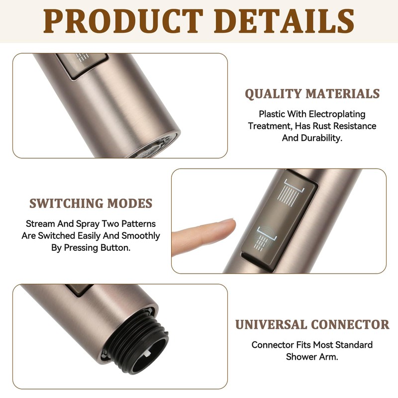 Shower Head Kitchen Tap, Replacement Tap with 2 Modes Adjustable,