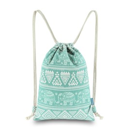 Miomao Drawstring Backpack Elephant String Bag Geometric Gym Sackpack Canvas Sinch Sport Cinch Bag Yoga Daypack Beach Bag For Men & Women 13 X 18 Inches Fair Aqua