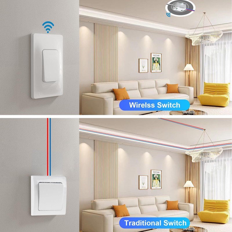 Thinkbee Self-Powered Wireless Light Switch and Receiver Kit, Kinetic Remote