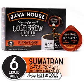 Java House Cold Brew Coffee Concentrate Single Serve Liquid Pods - 1.35 Fluid Ounces Each (Sumatran, 6 Count)