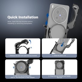 NEEWER X200 Ultra Phone Cage, Quick Release Video Rig Stabilizer for Vlogging Filming Recording with 67mm Filter Ring 17mm Lens Backplate Filter Wrench Compatible with VIVO X200 Ultra, PA146 (Black)
