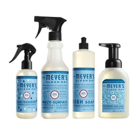 MRS. MEYER'S CLEAN DAY Rainwater Scent, Foaming Hand Soap 10 Fl Oz, Multi-Surface Cleaner 16 Fl Oz, Room Freshener 8 Fl Oz, Dish Soap 16 Fl Oz (Variety Pack)