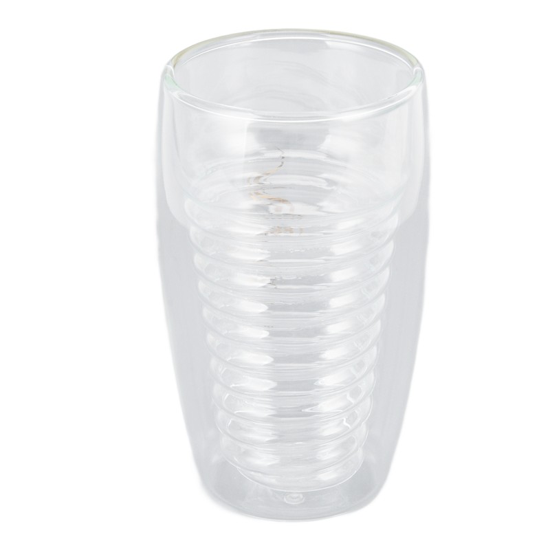 Double Wall Glass Coffee Cup 320ml High Temperature Resistance Clear