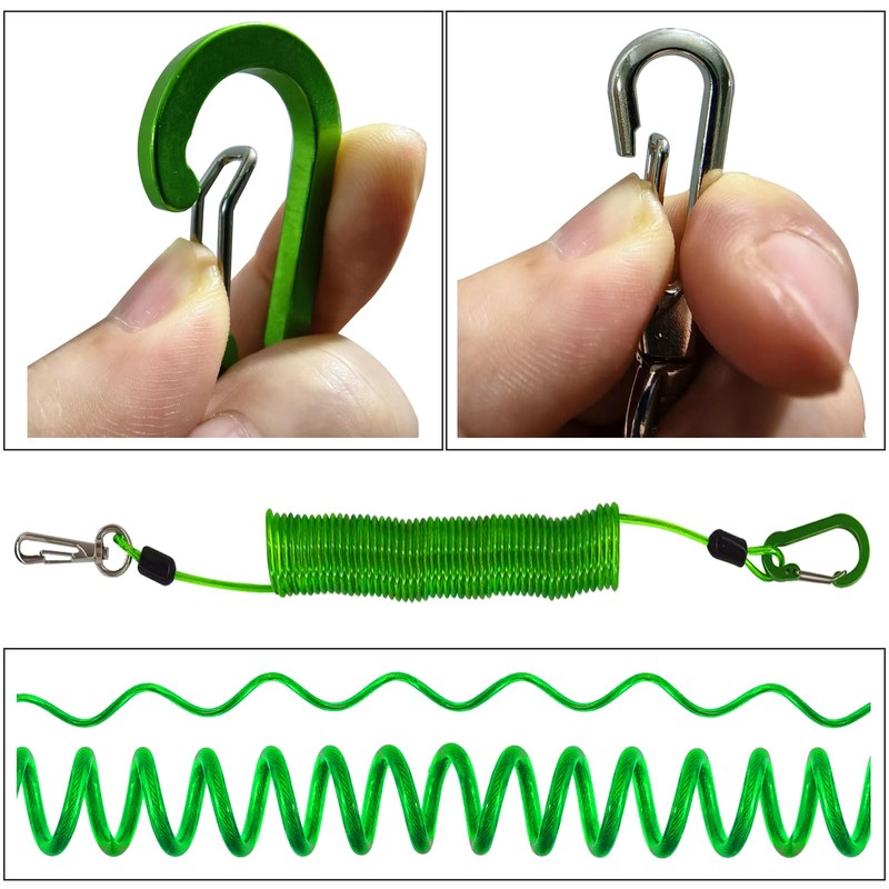 OXDFNZU Fishing Lanyard, Heavy Duty Coiled Lanyards (Green)