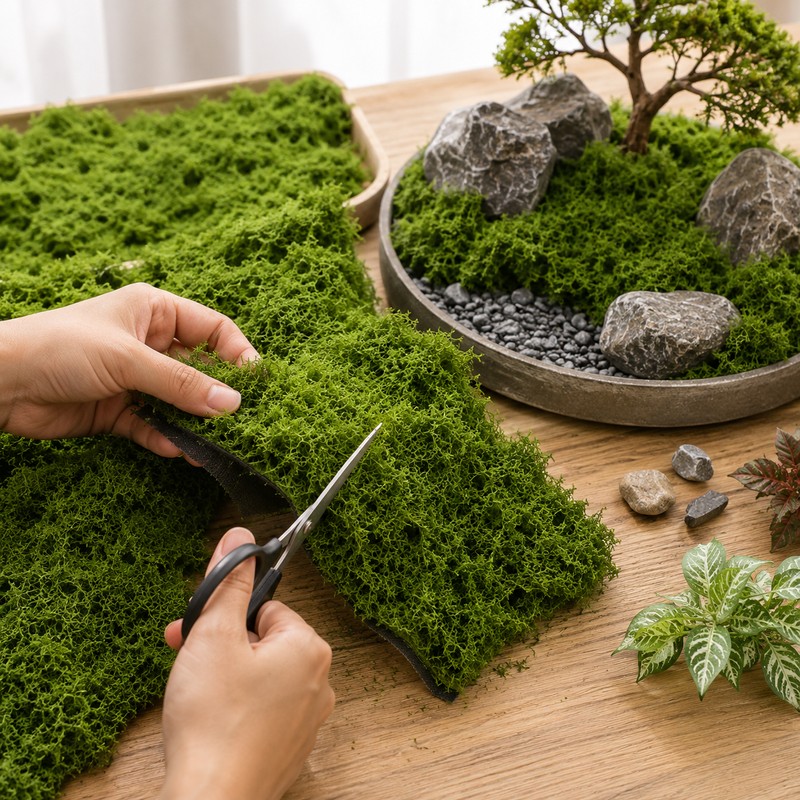 36ft Artificial Moss for DIY Crafts – Realistic Green Polyester