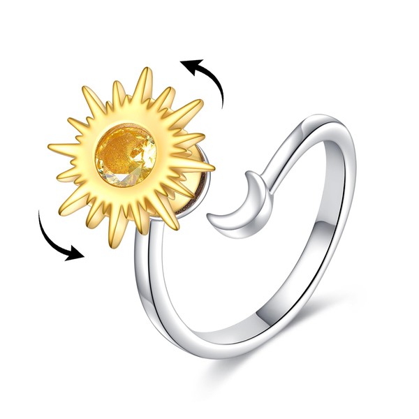 VONALA Sun Moon Fidget Ring Sun Moon Anxiety Fidget for