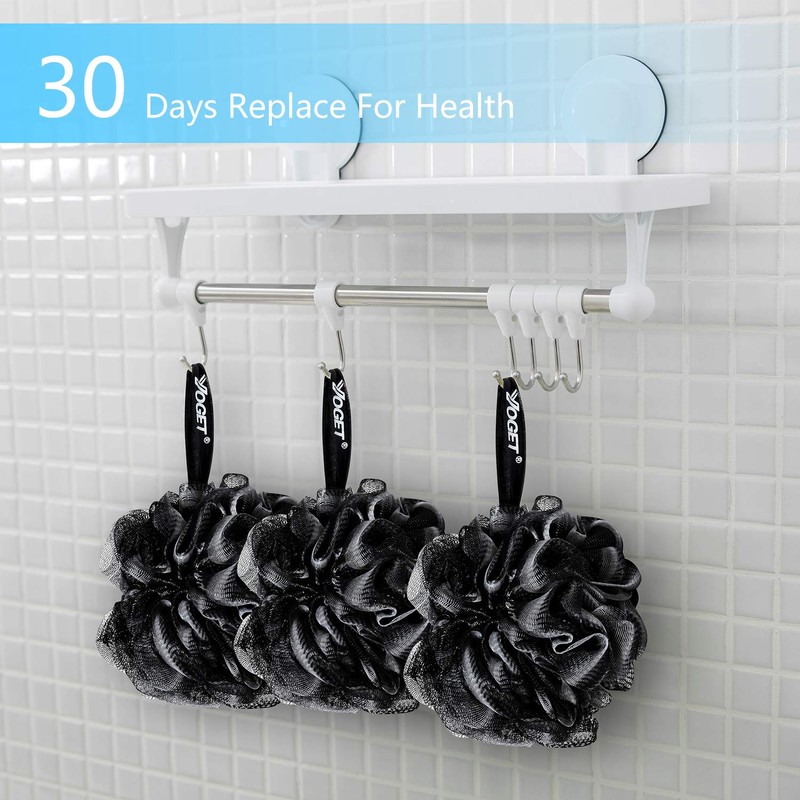 Yoget Bath Loofah Sponge, 4 Pack Black 60G Shower Mesh