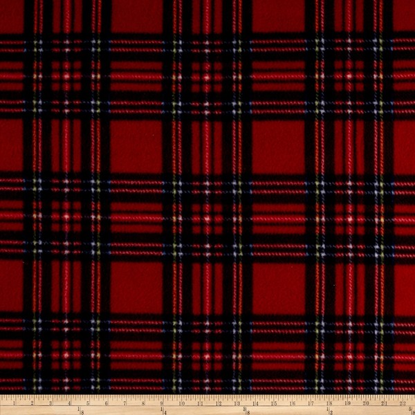 Camelot Fabrics Fleece Plaid Stewart Tartan Red Royal Fabric by