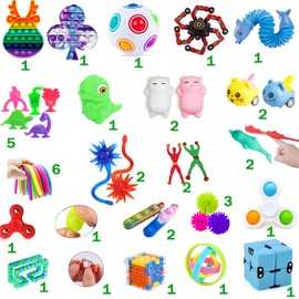 Lubibi 40 PCS Fidget Toys Set for Kids, Fidget Sensory Toys Pack With Stab Pop Toy, Infinite Cube For Autism, ADHD, Stress Relief, Anti-Anxiety Toys Fidget Box Gift for Children, Teen, Student