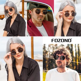 Fozono Polygon Polarized Sunglasses for Women Men Round Retro Classic Sun Glasses UV400 Protective Gold Frame-G15 Lens