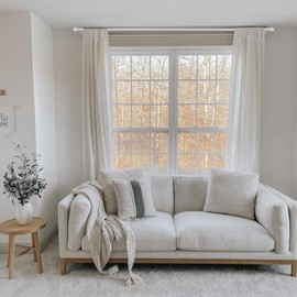 Curtain Rods for Windows 66 to 120, 1 Inch White Curtain Rod Set, Heavy Duty Drapery Rods with Adjustable Curtain Rods, Outdoor Curtain Rod with Ball Finials, Room Divider Curtain Rod, 32"-120",White