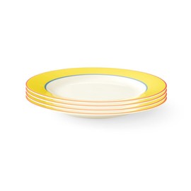 Spode Kit Kemp 9.5" Side Plate | Calypso Yellow Platter | Set of 4 | Made from Porcelain | Dishwasher and Microwave Safe | Vibrant Dinnerware Ideal for Summer
