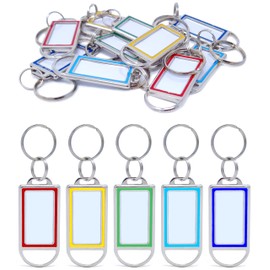 Metal Keyring with Large Label Writeable - 5 pcs. - Extremely Sturdy - For Labelling Keys, Animals, Luggage for Office or Home - 5 Colours (5)