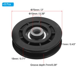 PATIKIL Universal Bearing Pulley Wheel 75mm/3", 2 Pcs Nylon Bearing Pulley Wheel Lifting Bearing Wheel Replace for Gym Equipment Part Cable Machine