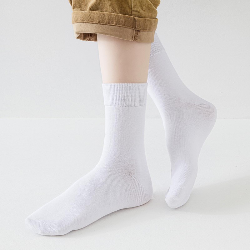 MOSOTECH Women's Socks, Set of 5, White Combed Cotton, Cute,