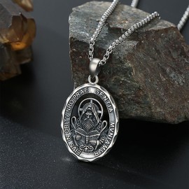 YEESIA Saint Patron Necklace Sterling Silver Amulet Medal Pendant Religious Jewellery Gifts for Men and Women, Sterling Silver
