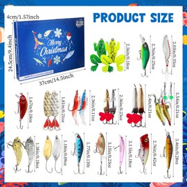 Christmas Holiday Advent Calendar 2024 Angel Men, Fishing Tackle Christmas Calendar Bait Set, 2024 Deluxe Predator Fisherman, for 24 Days Countdown Fishing Lovers