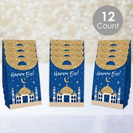 Big Dot of Happiness Ramadan - Eid Mubarak Gift Favor Bags - Party Goodie Boxes - Set of 12
