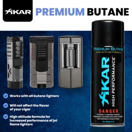 XIKAR PUROFINE High Altitude Performance Butane Fuel Refill - Premium Quality Fuel for Lighters with Jet Flame and Zero Impurities | Pure Butane Refill for Clean Burning - 8 Oz (400ml)