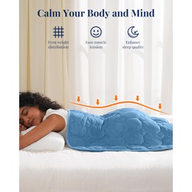 Kivik 7lbs Weighted Lap Blanket for Adults, Ultra Soft Weighted Lap Pad, Small Cozy Heavy Blankets for Sleeping & Relaxing, Machine Washable, Blue, 24 x 29 Inches