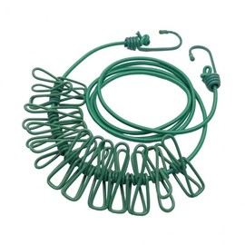 12-Clip Travel Clothesline Camping Portable Drying Wire Clothesline 2ea