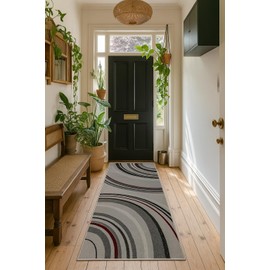 RUG BRANCH Montage 2' x 11' (Exact Size: 2'3" x 11') Abstract Indoor Runner Rug, Grey Black, Lines - Entryway, Hallway, Bathroom, and Kitchen